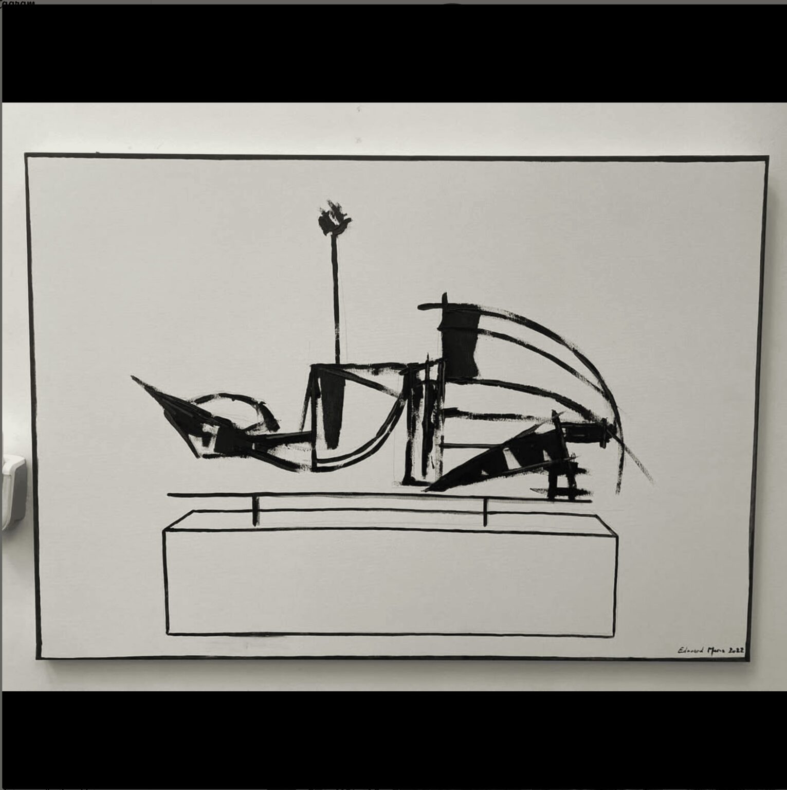 Cheval en position allongée- acrylique 110×80